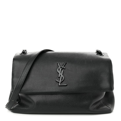 Saint Laurent Grain De Poudre Medium West Hollywood Monogram Fold-Over Black 1 of 10