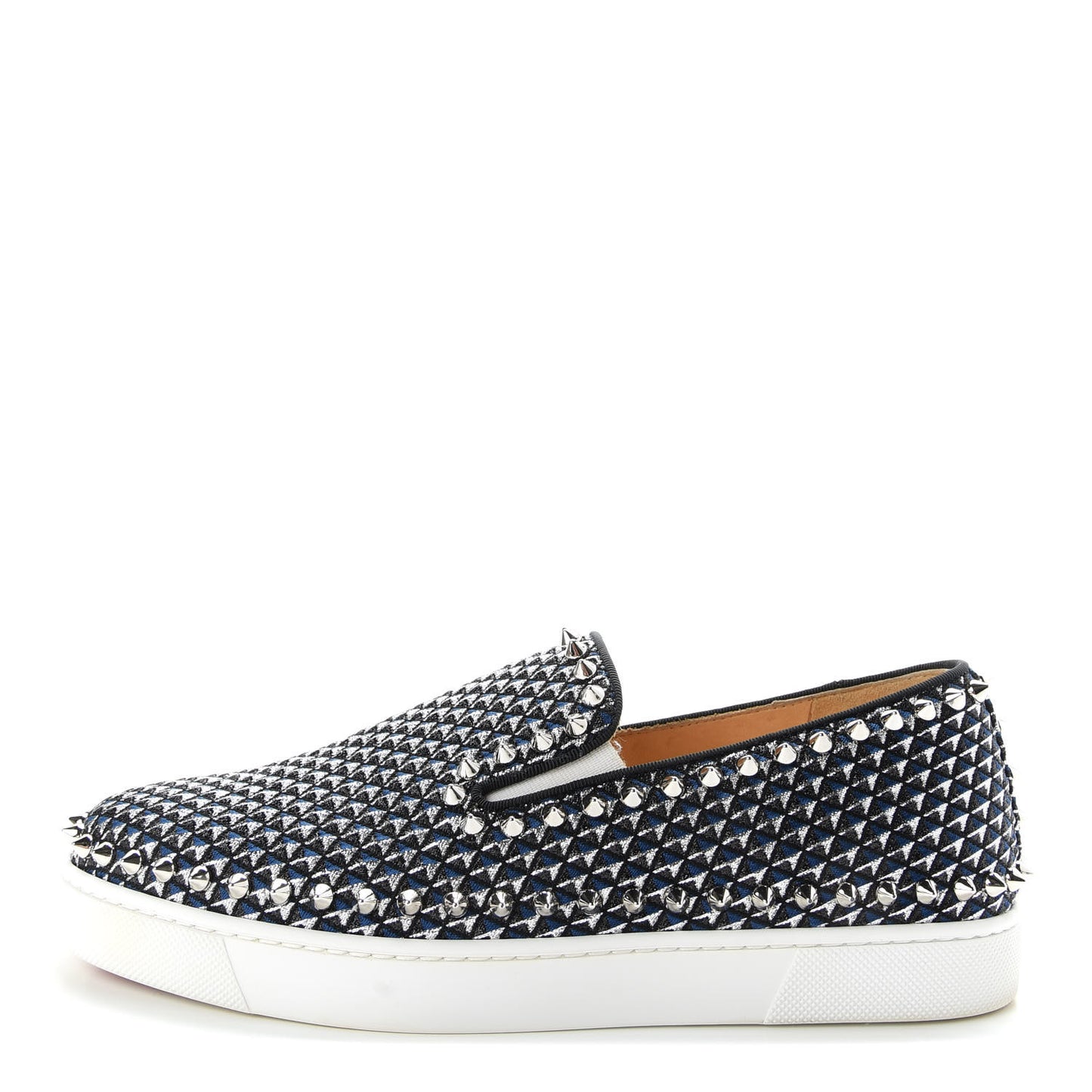 Glitter Pyramide Womens Pik Boat Flats 38.5 Navy Silver