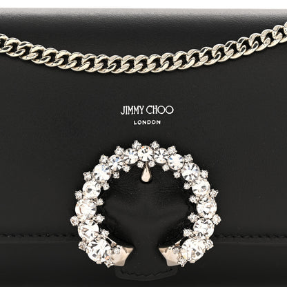 Jimmy Choo Smooth Calfskin Crystal Embellished Chain Wallet Black 7 of 10
