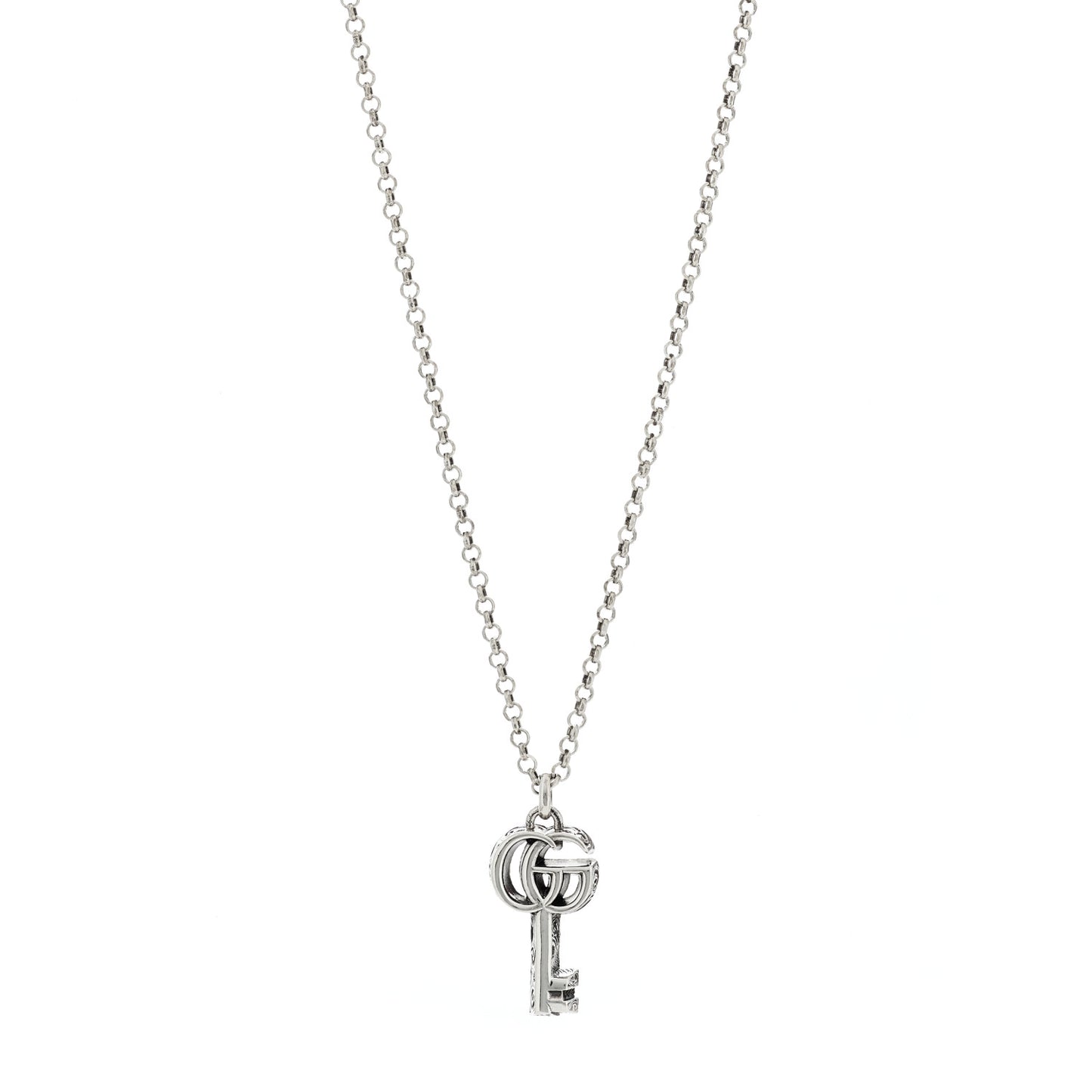 Sterling Silver Double G Key Pendant Necklace