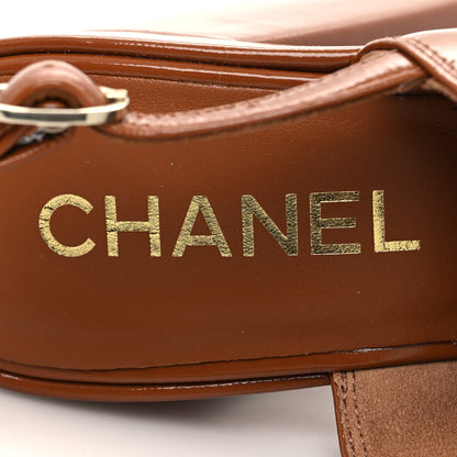 Chanel Crumpled Patent Lambskin Platform Sandals 36 Light Brown 8 of 8