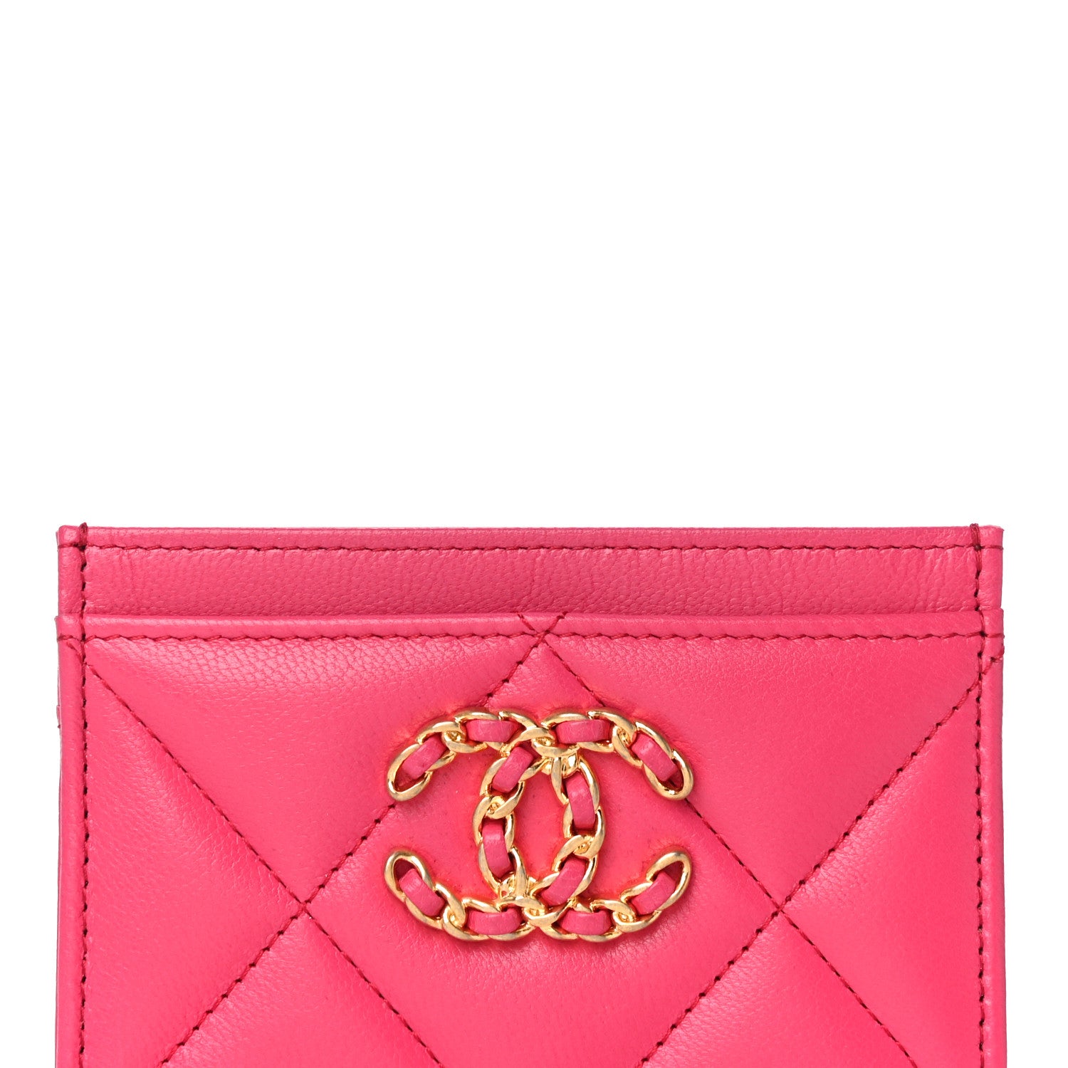 Chanel Shiny Goatskin Quilted 19 Card Holder Dark Pink 8 of 10