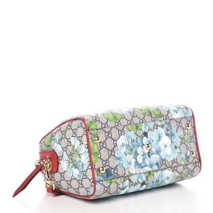 Gucci GG Supreme Monogram Blooms Small Boston Beige Blue Navy Hibiscus Red 4 of 9