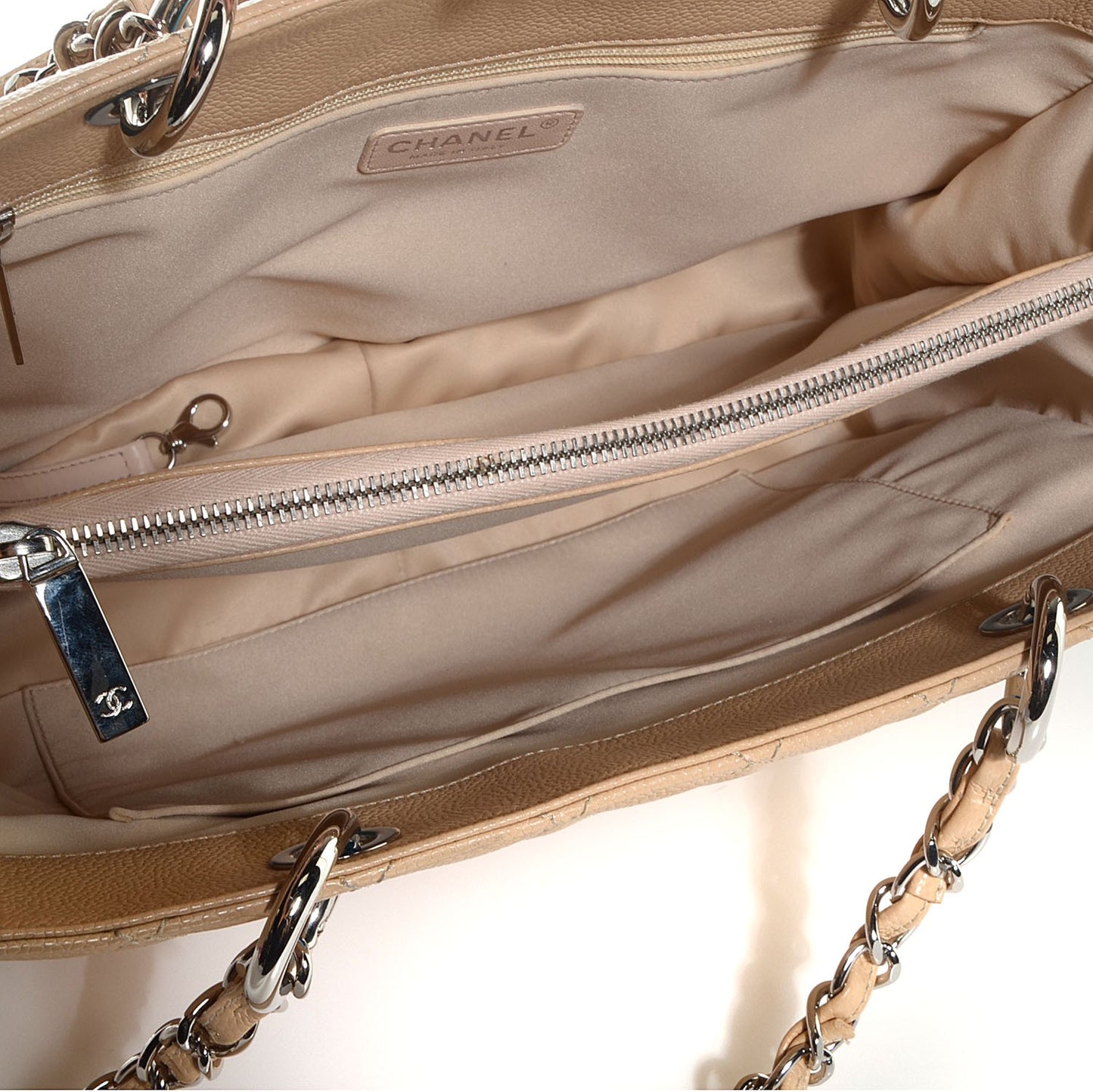 Caviar Quilted Grand Shopping Tote GST Beige Clair