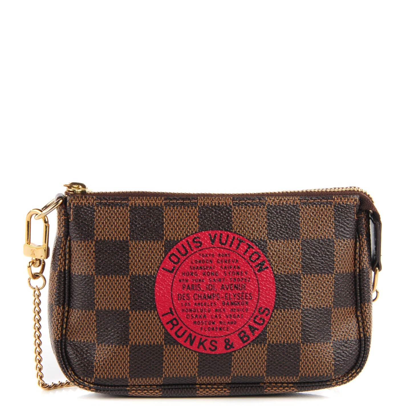 Damier Ebene Complice Trunks and Bags Mini Pochette Accessories Red
