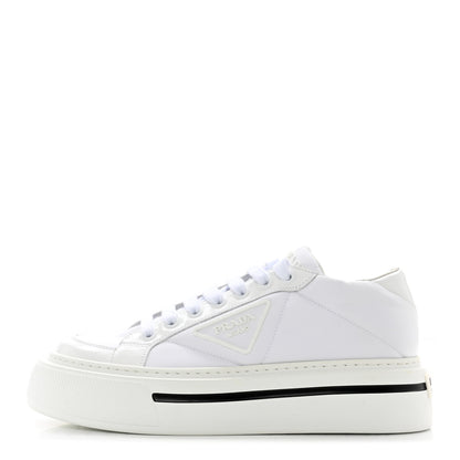 Prada Re-Nylon Spazzolato Rubber Triangle Logo Macro Quilted Mens 35mm Platform Sneakers 6 White 1 of 16