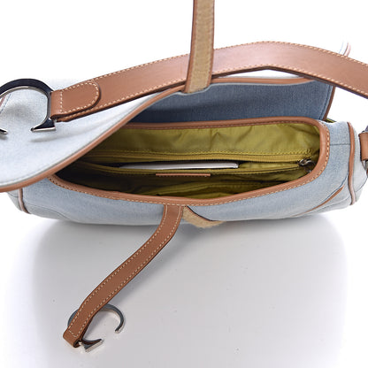Christian Dior Denim Calfskin Double Saddle Bag Light Blue 5 of 11