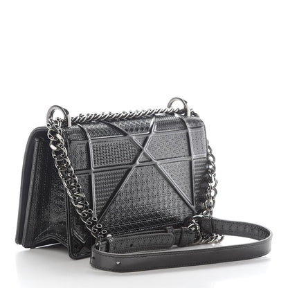 Christian Dior Metallic Patent Micro-Cannage Medium Diorama Flap Bag Graphite 3 of 8
