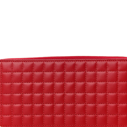 Celine Lambskin Quilted Large C Charm Zip Around Wallet Red 9 of 13