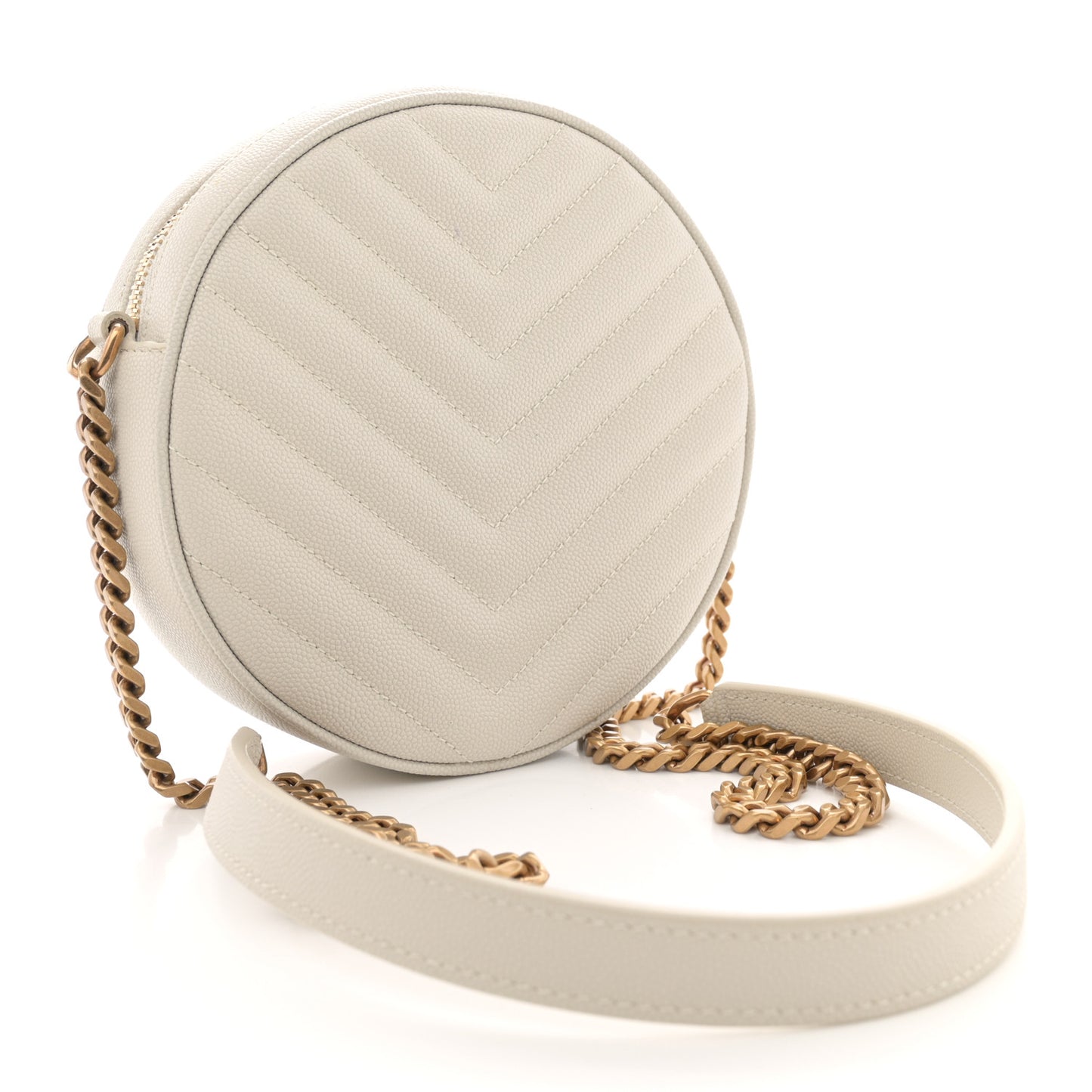 Grain De Poudre Matelasse Chevron Quilted Round Vinyle Camera Bag Crema Soft