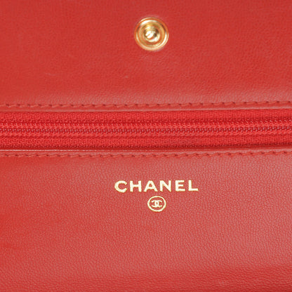 Chanel Lambskin Quilted Boy Wallet On Chain WOC Red 6 of 8