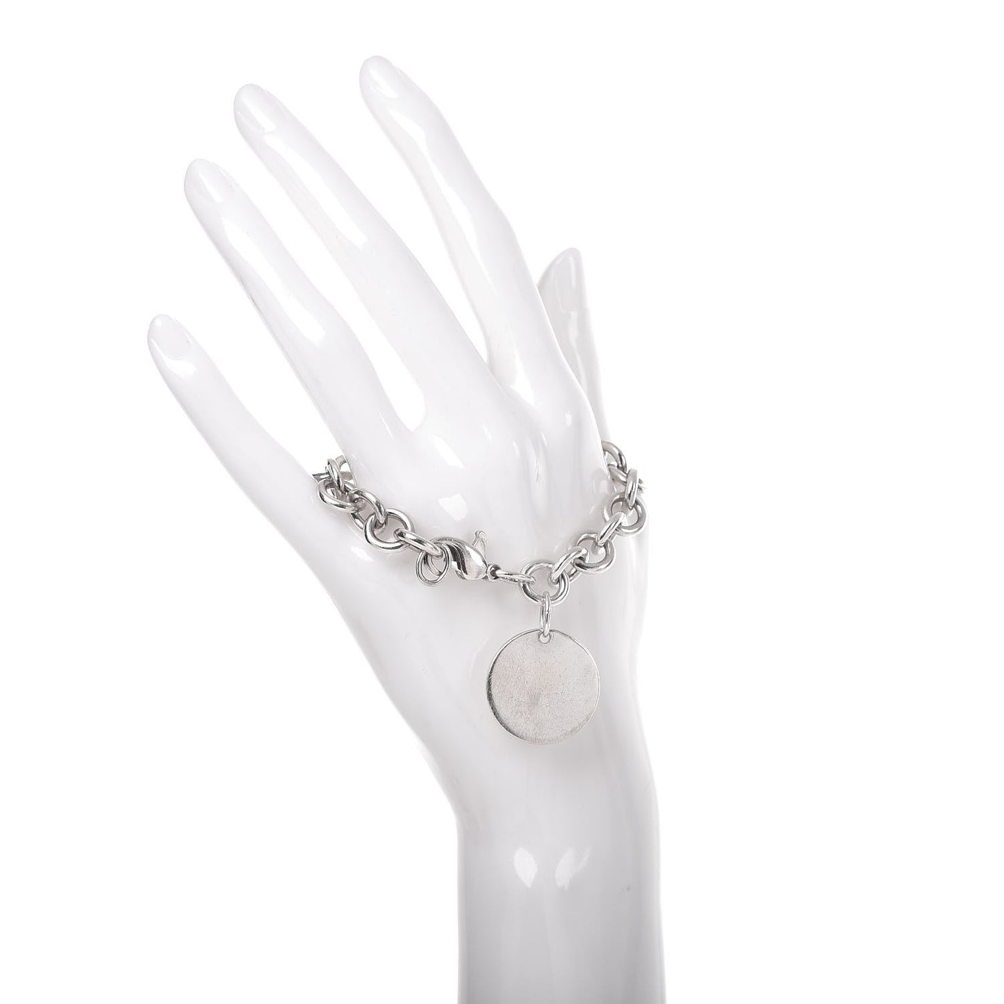 Sterling Silver Round Tag Charm Bracelet