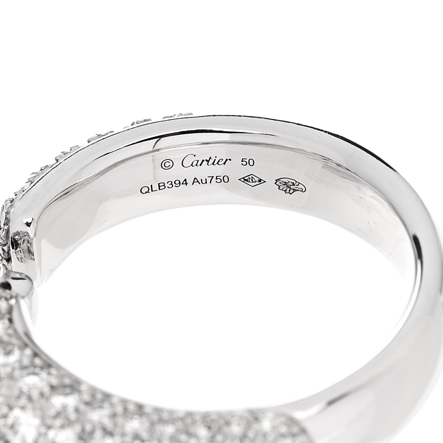 Cartier 18K White Gold Diamond Black Onyx Emerald Panthere De Cartier Ring 50 5.25 5 of 6
