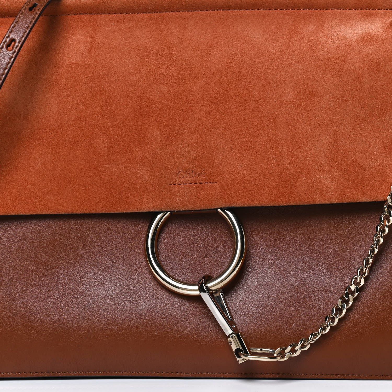 Chloe Suede Calfskin Medium Faye Shoulder Bag Tobacco 7 of 11