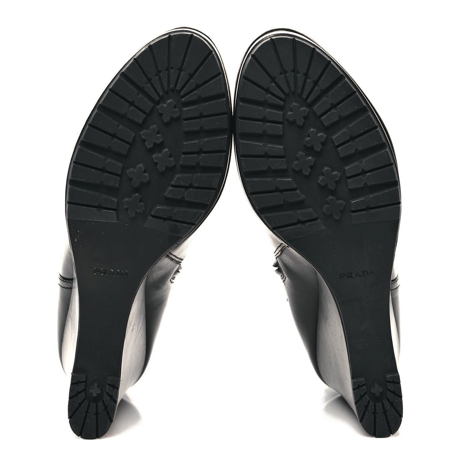 Prada Vitello Wedge Ankle Boots 39.5 Black 5 of 10