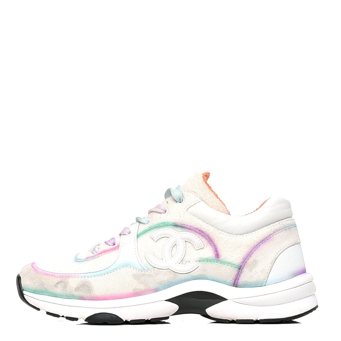 Wool Suede Calfskin CC Sneakers 38.5 Multicolor