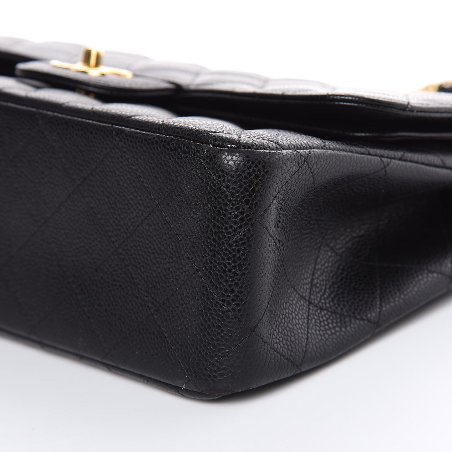 Caviar Quilted Jumbo Double Flap Black