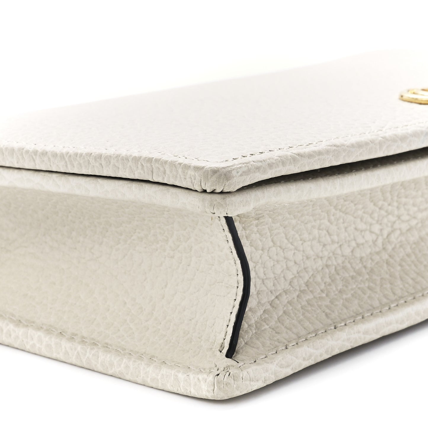 Dollar Calfskin Mini GG Marmont Chain Wallet Mystic White