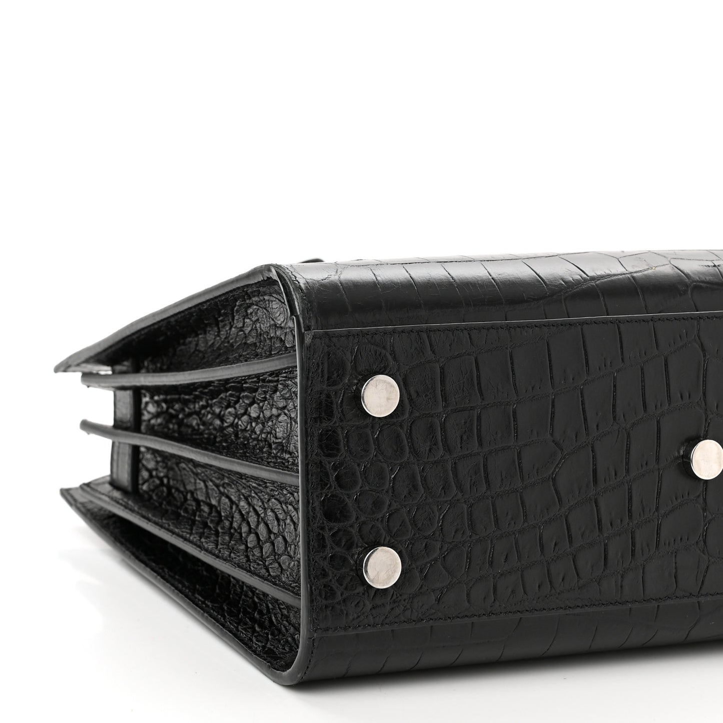 Calfskin Crocodile Embossed Nano Sac De Jour Black