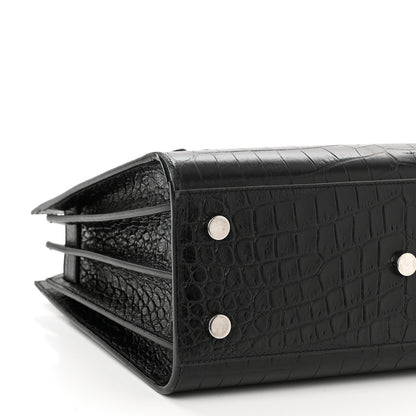Saint Laurent Calfskin Crocodile Embossed Nano Sac De Jour Black 9 of 13