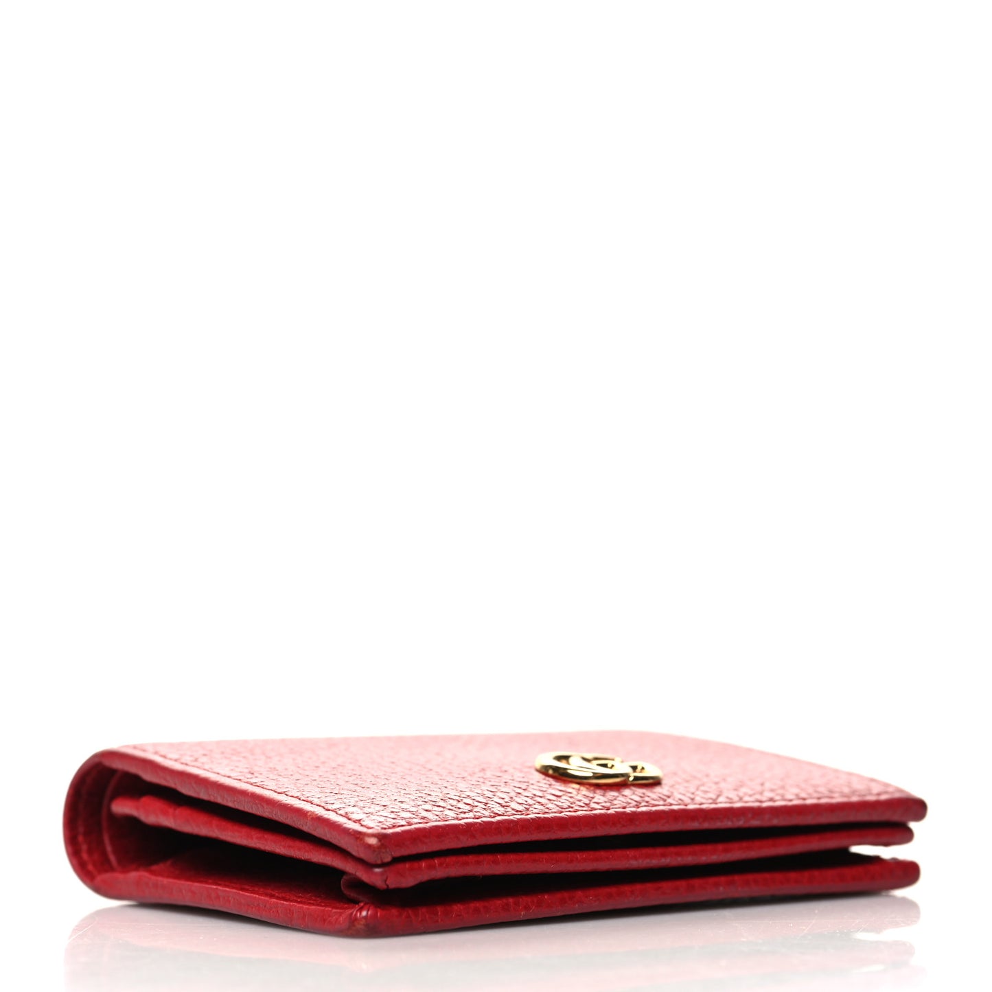 Pebbled Calfskin GG Marmont Card Case Hibiscus Red
