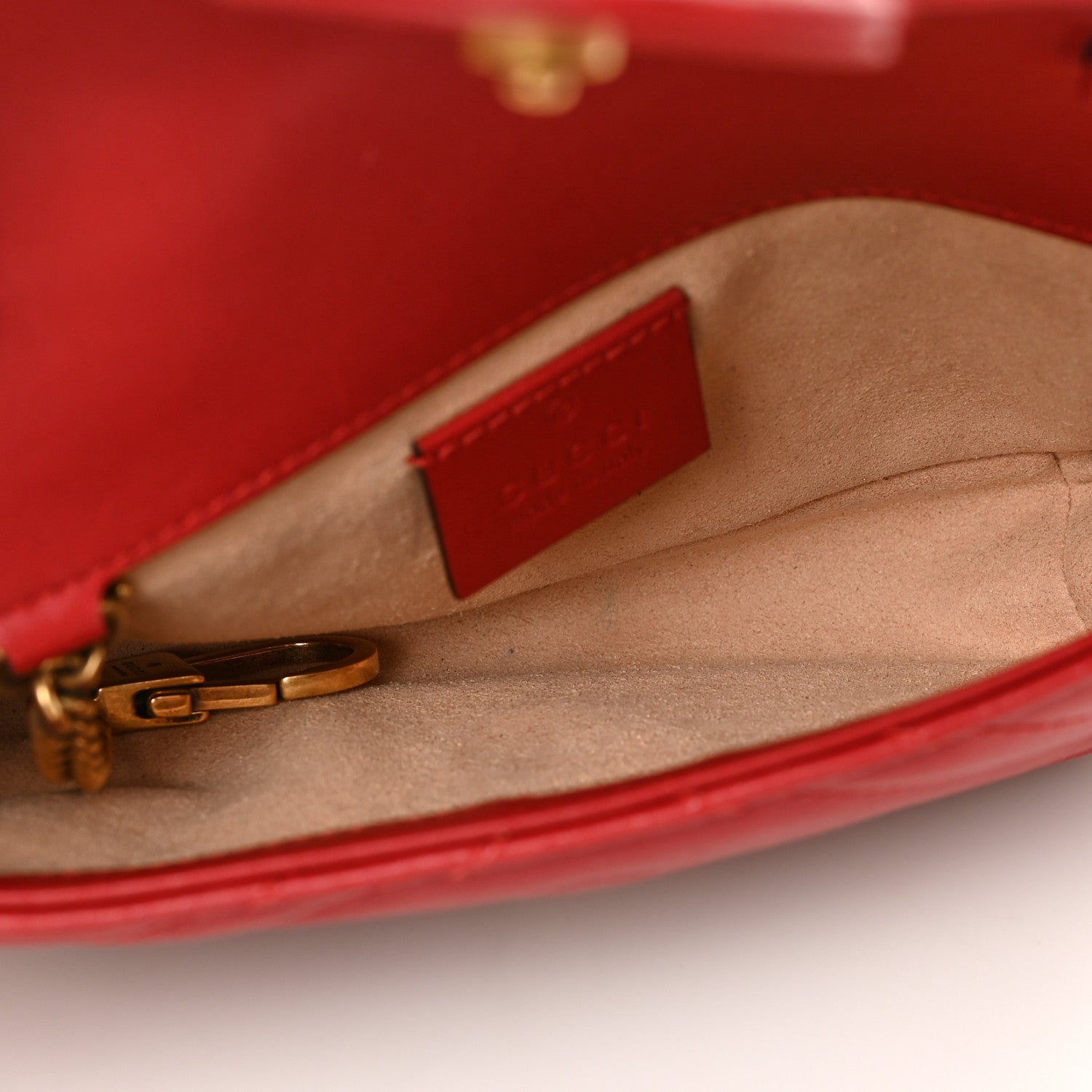 Gucci Calfskin Matelasse Super Mini GG Marmont Shoulder Bag Hibiscus Red 5 of 9