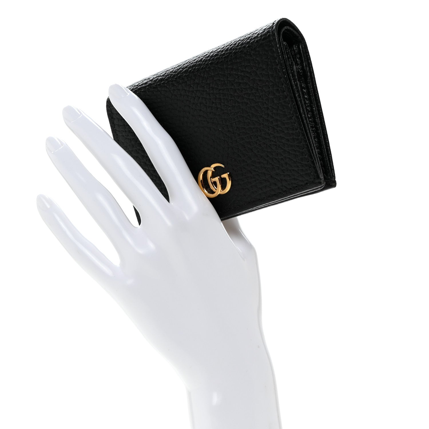 Gucci Pebbled Calfskin GG Marmont Card Case Black 2 of 8