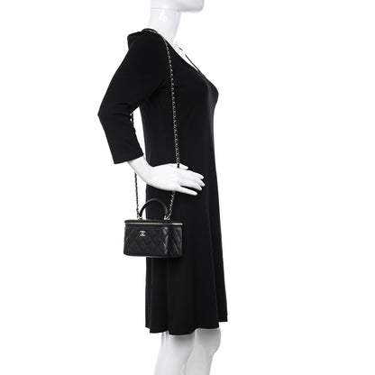 Chanel Lambskin Quilted Small Top Handle Vanity Case With Chain Black 2 of 11