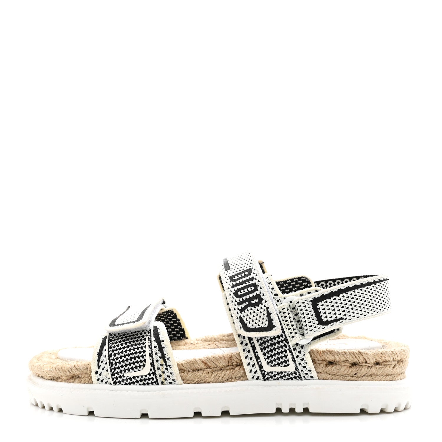 Christian Dior Technical Knit Jute Dioract 10mm Sandals 38.5 White Black 1 of 9