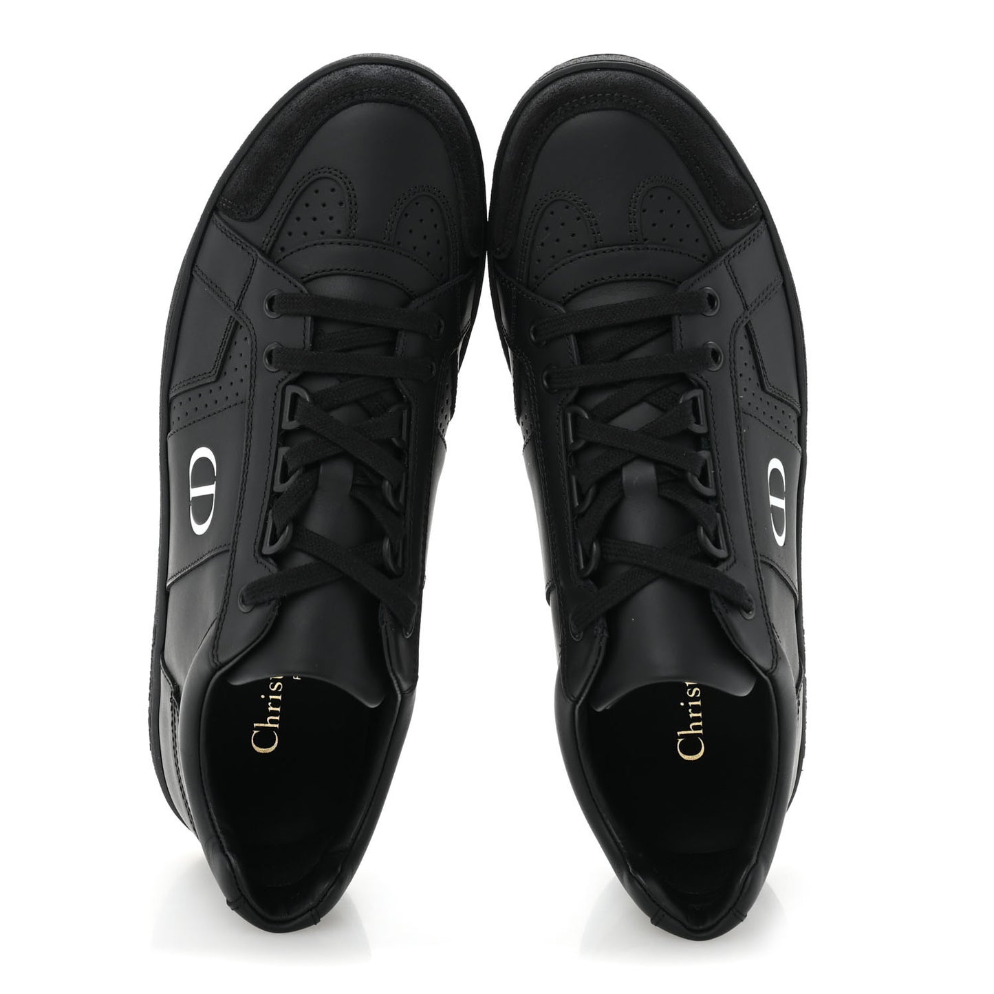 Calfskin Suede Logo Sneakers 37 Black