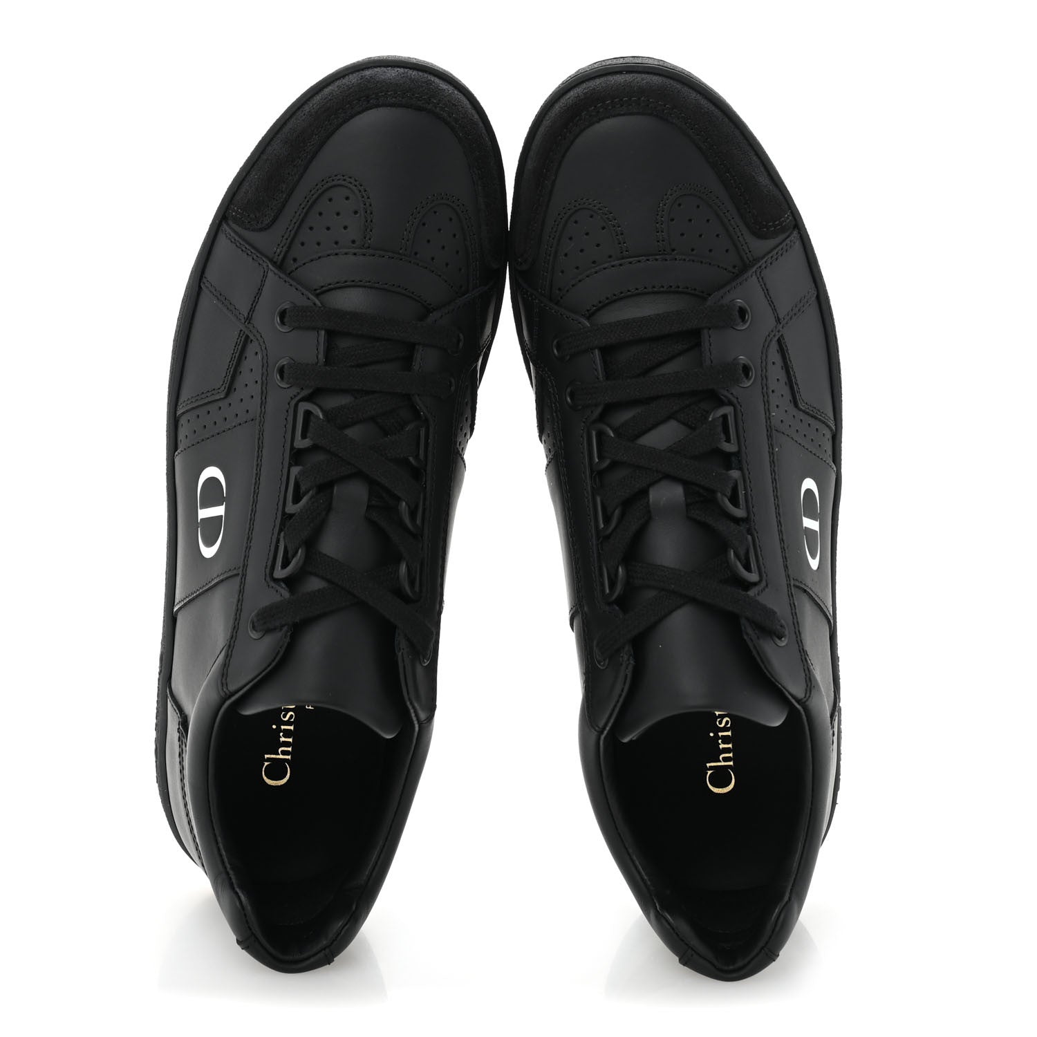 Christian Dior Calfskin Suede Logo Sneakers 37 Black 2 of 9