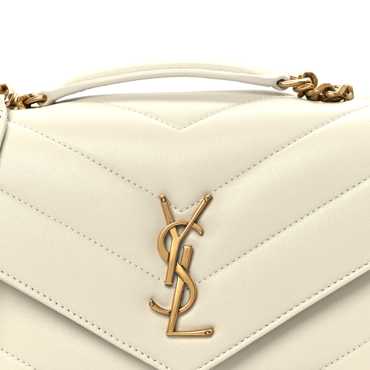 Lambskin Chevron Quilted Small Loulou White