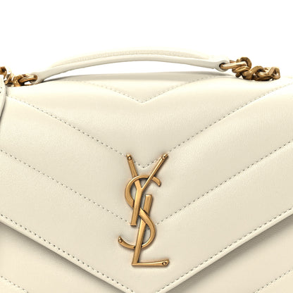 Saint Laurent Lambskin Chevron Quilted Small Loulou White 11 of 13