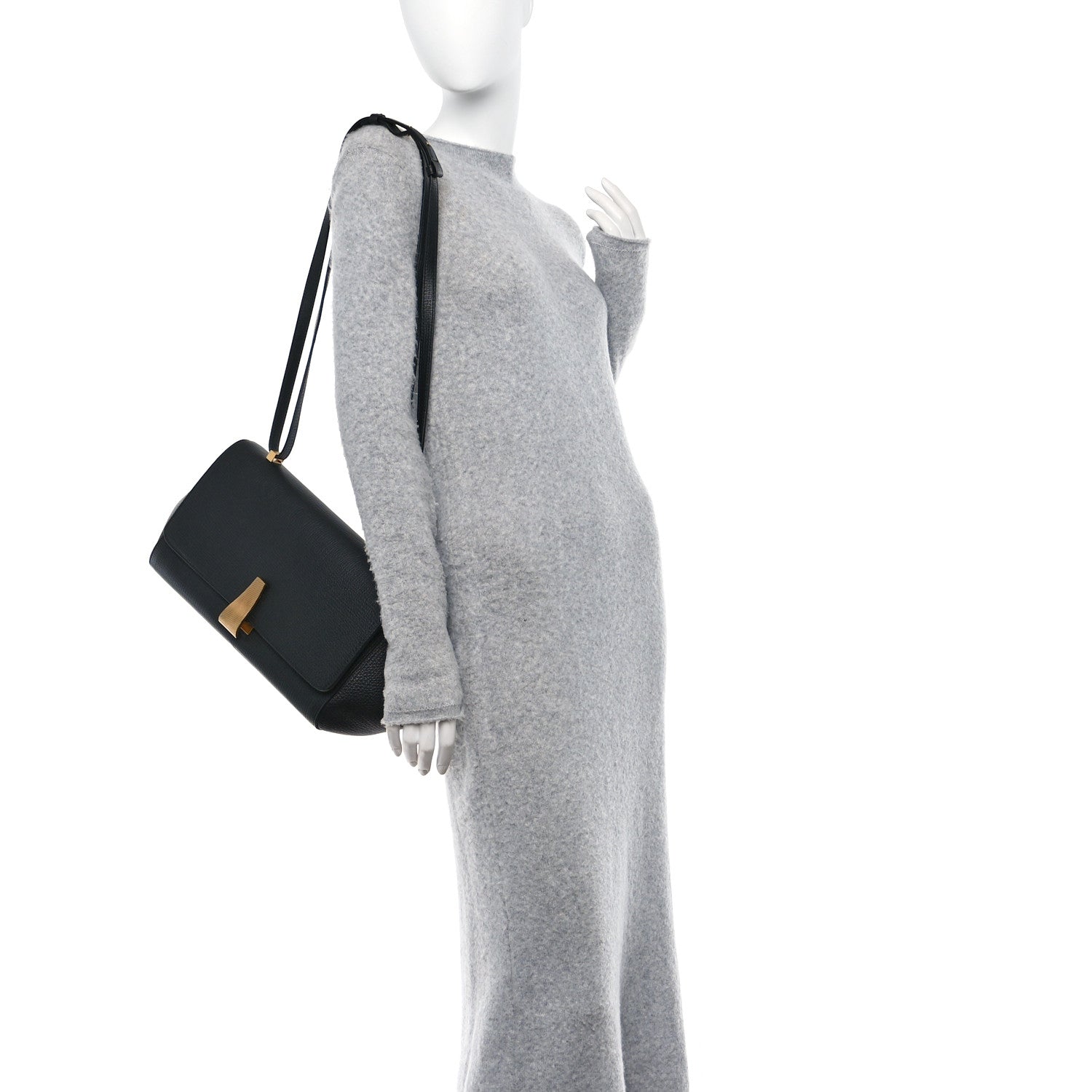 Bottega Veneta BOTTEGA VENETA Textured Calfskin Small BV Angle Shoulder Bag Black 2 of 15