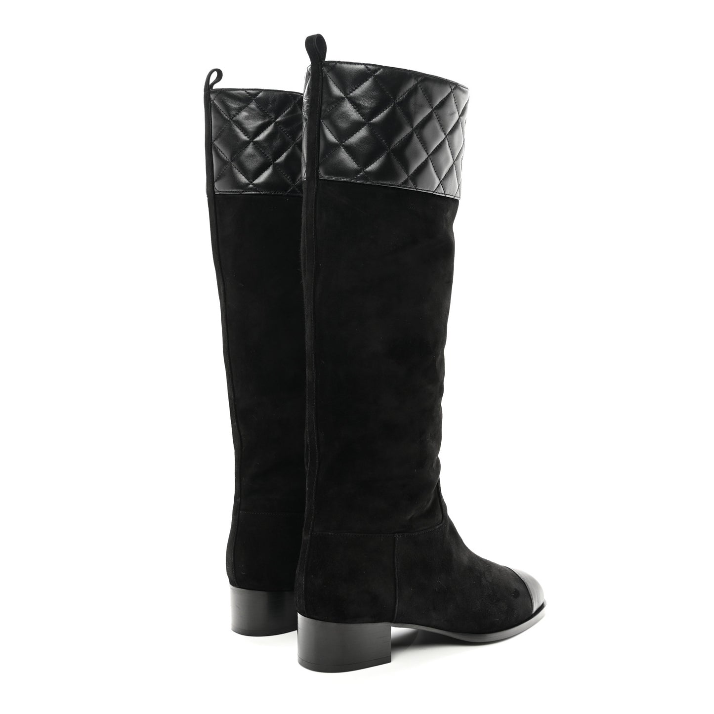 Suede Calfskin Lambskin Quilted Knee High Boots 38