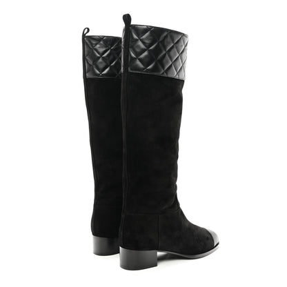 Chanel Suede Calfskin Lambskin Quilted Knee High Boots 38 4 of 9
