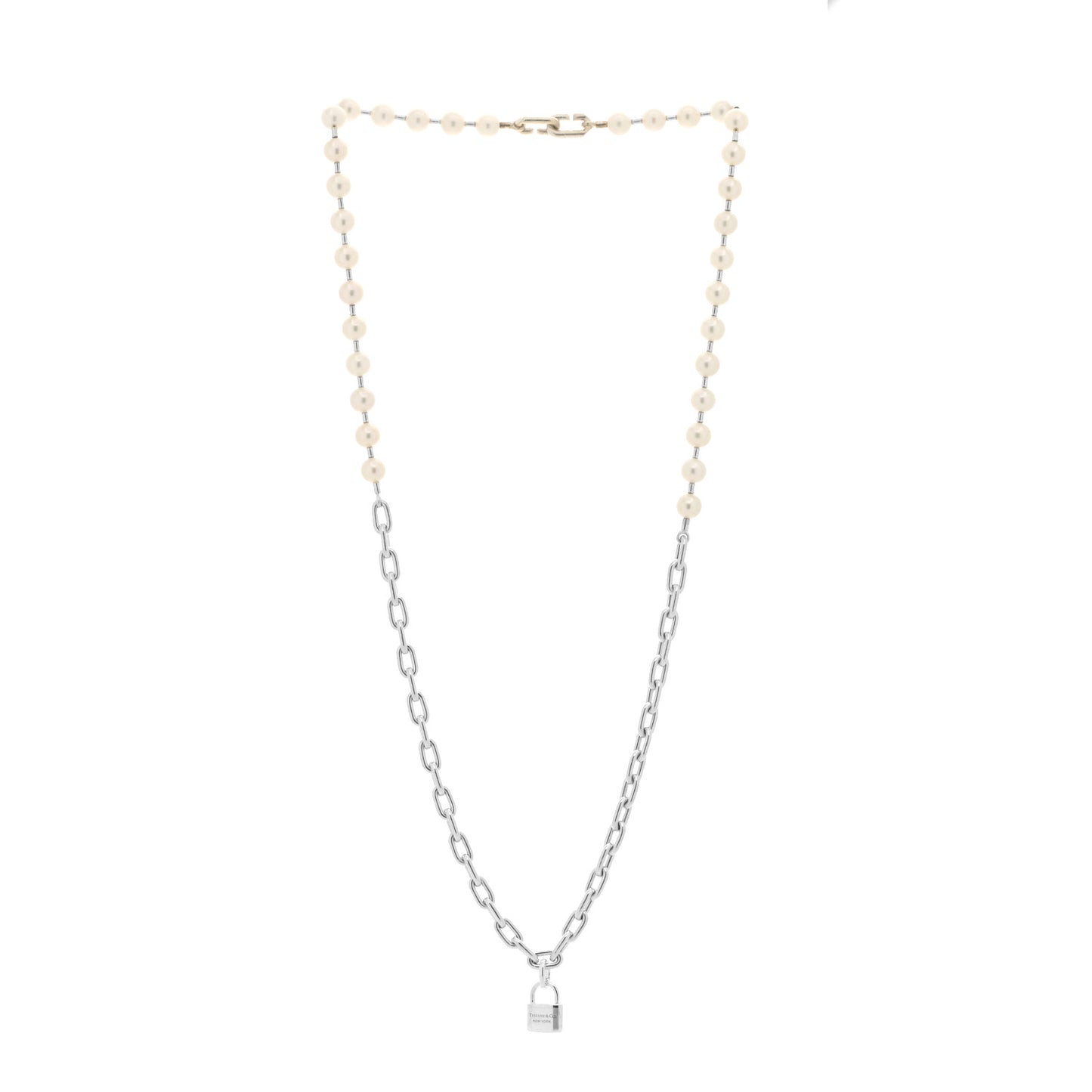 Sterling Silver Pearl HardWear Lock Necklace