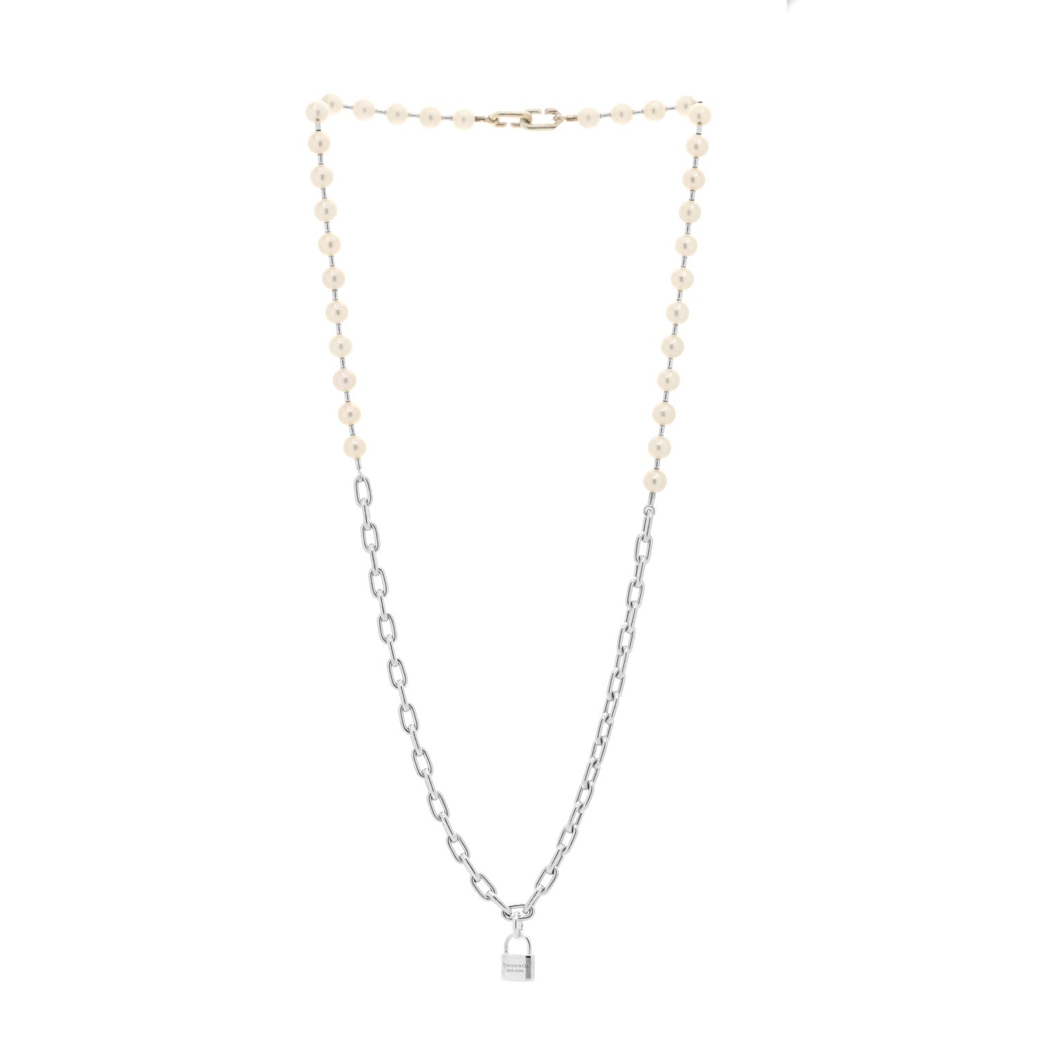 Tiffany Sterling Silver Pearl HardWear Lock Necklace 2 of 3