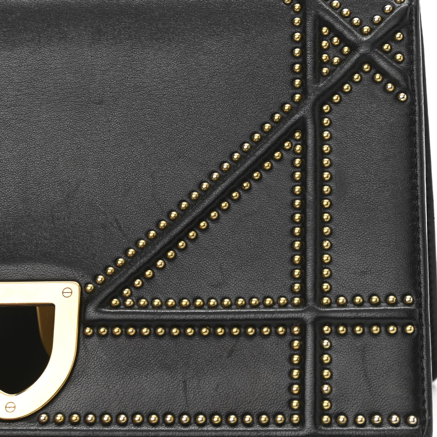 Lambskin Studded Medium Diorama Flap Bag Black