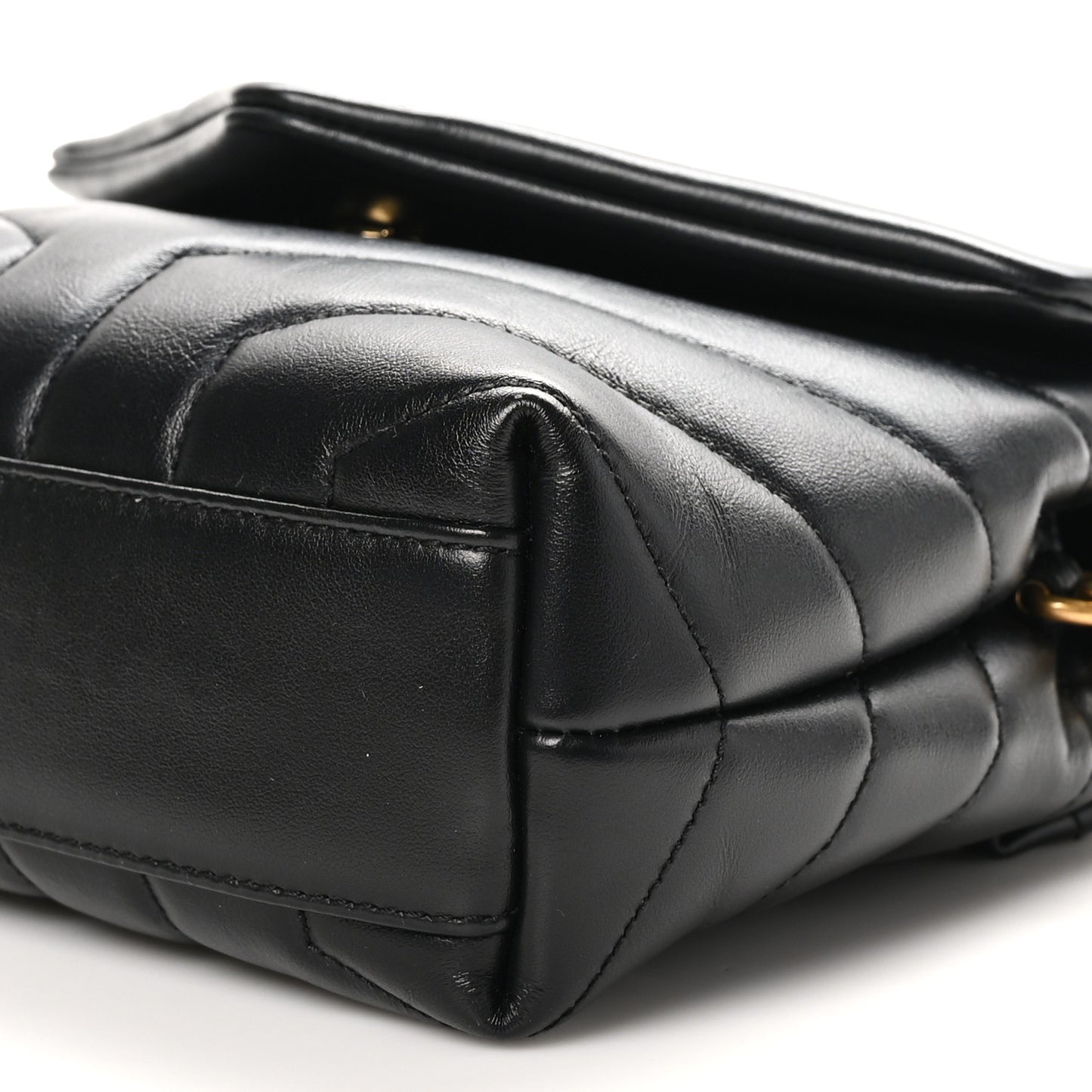 Calfskin Y Quilted Monogram Toy Loulou Crossbody Bag Black