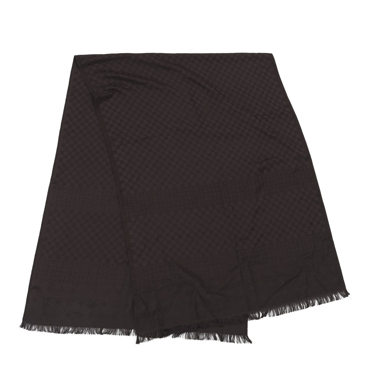 Silk Cashmere Monogram Damier Stole Brown