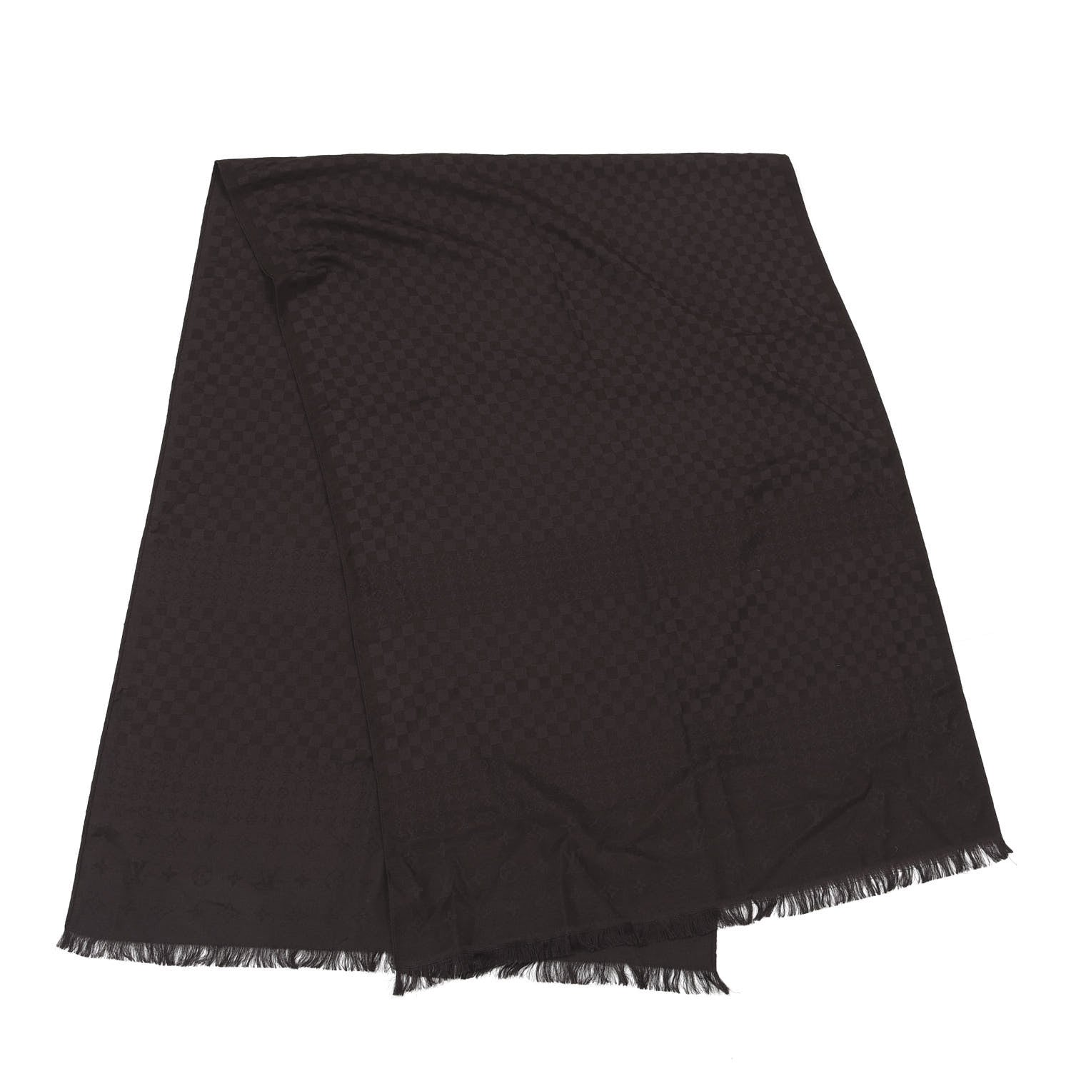 Louis Vuitton Silk Cashmere Monogram Damier Stole Brown 3 of 3