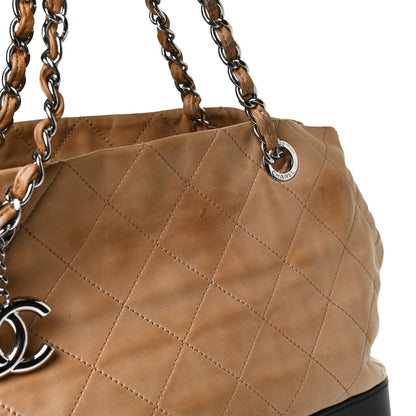Chanel Calfskin Stitched VIP Medium Shopping Tote Beige Black 13 of 26