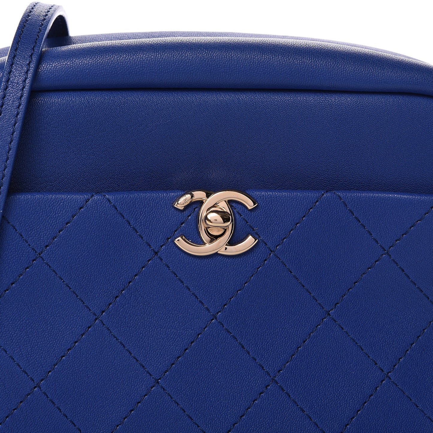 Goatskin Quilted Large Casual Trip Camera Case Blue