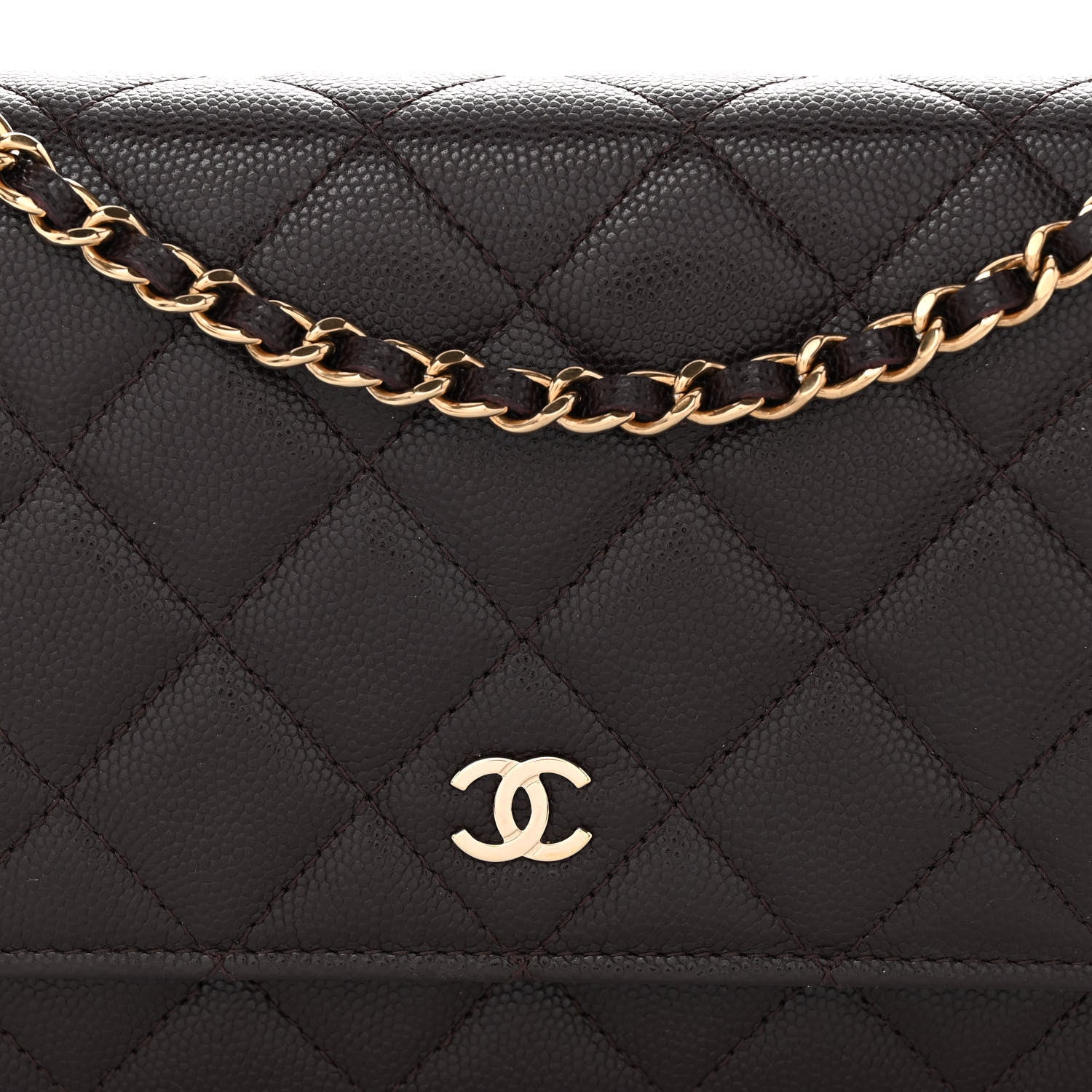 Chanel Caviar Quilted Wallet on Chain WOC Dark Brown 9 of 11