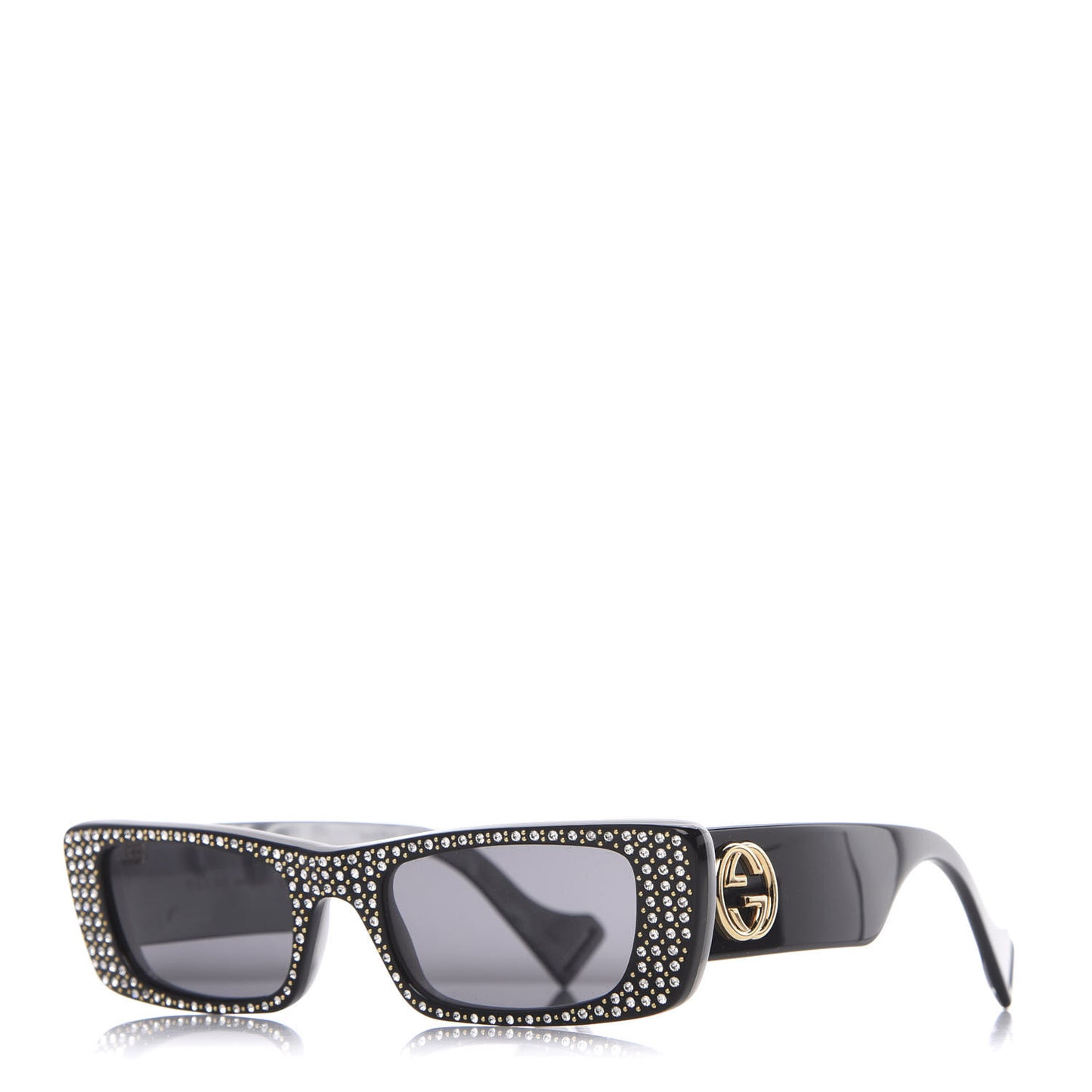 Acetate Rectangular Crystal Sunglasses GG0516S Black