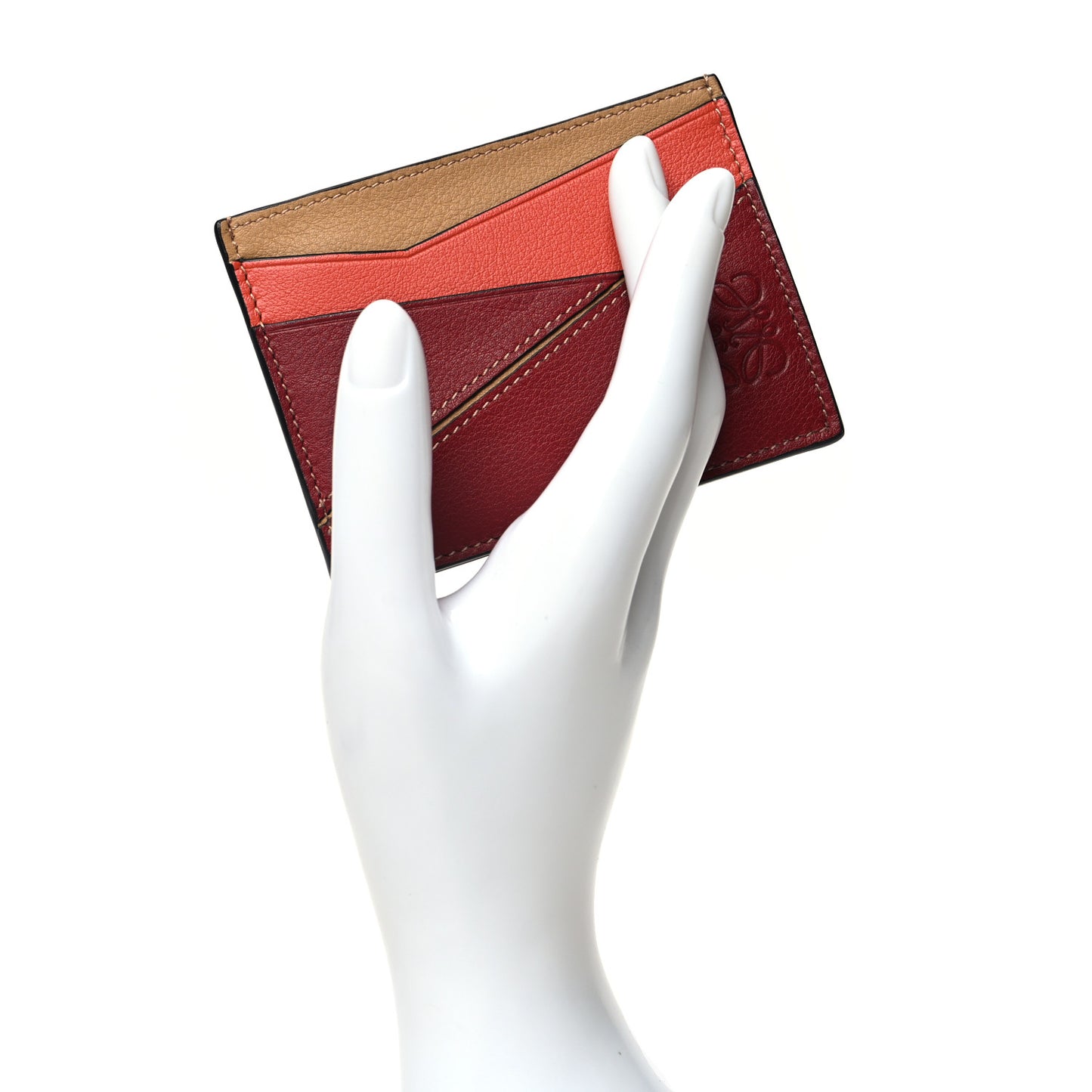 Calfskin Puzzle Colorblock Card Holder Multicolor