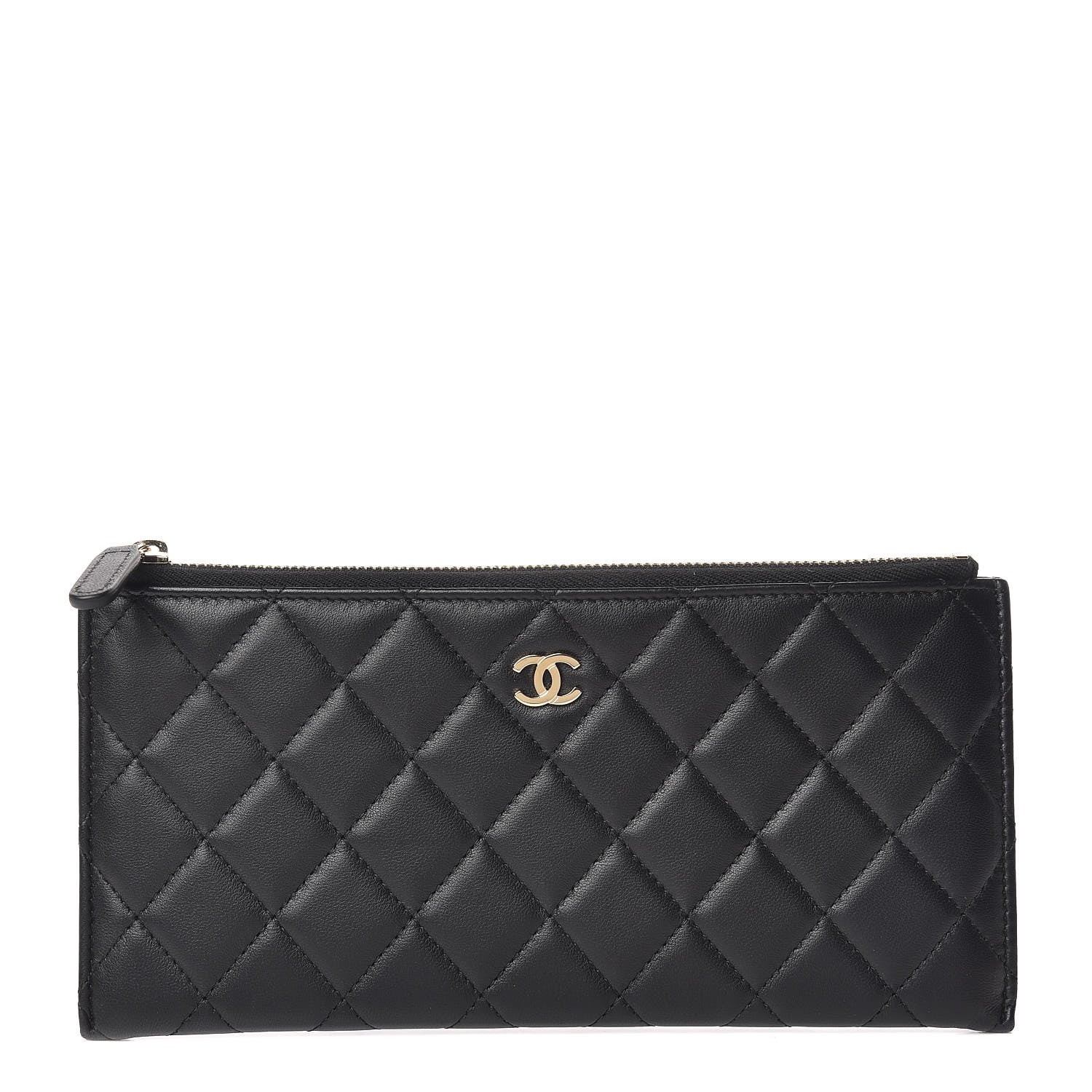 Chanel Lambskin Quilted Zip Pouch Black 1 of 9