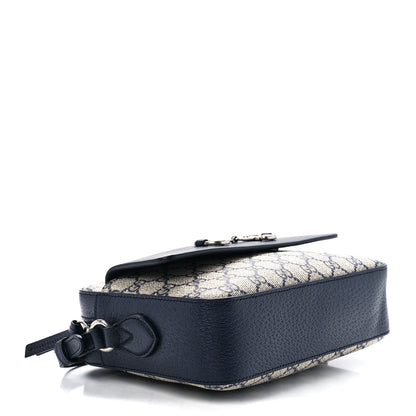 Gucci GG Supreme Monogram Textured Dollar Calfskin Small Horsebit 1955 Shoulder Bag Beige Blue 4 of 11