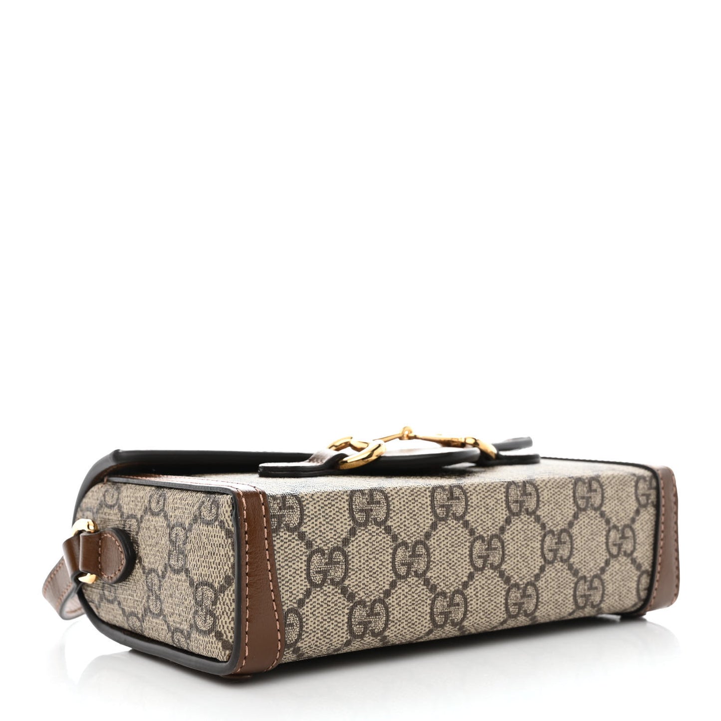 GG Supreme Monogram Mini Horsebit 1955 Shoulder Bag Beige Brown Sugar